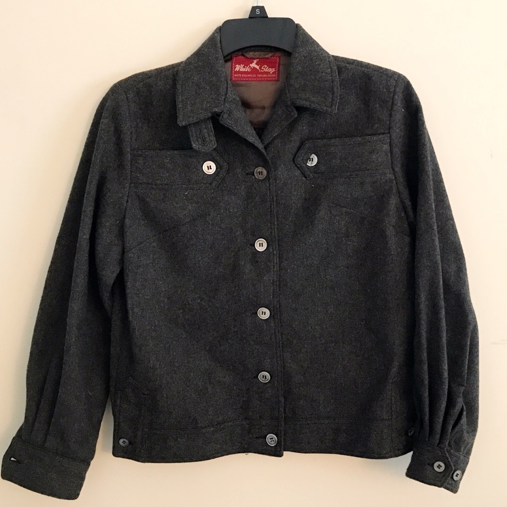 Vintage White Stag charcoal gray wool jacket